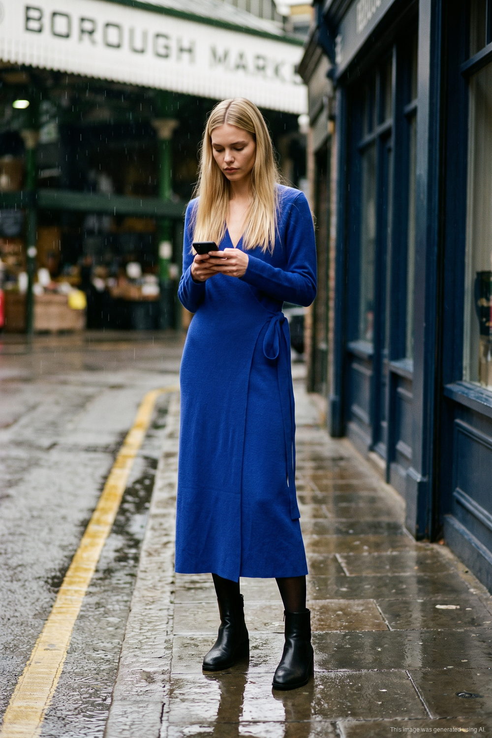 Sukienka dzianinowa midi London Blue