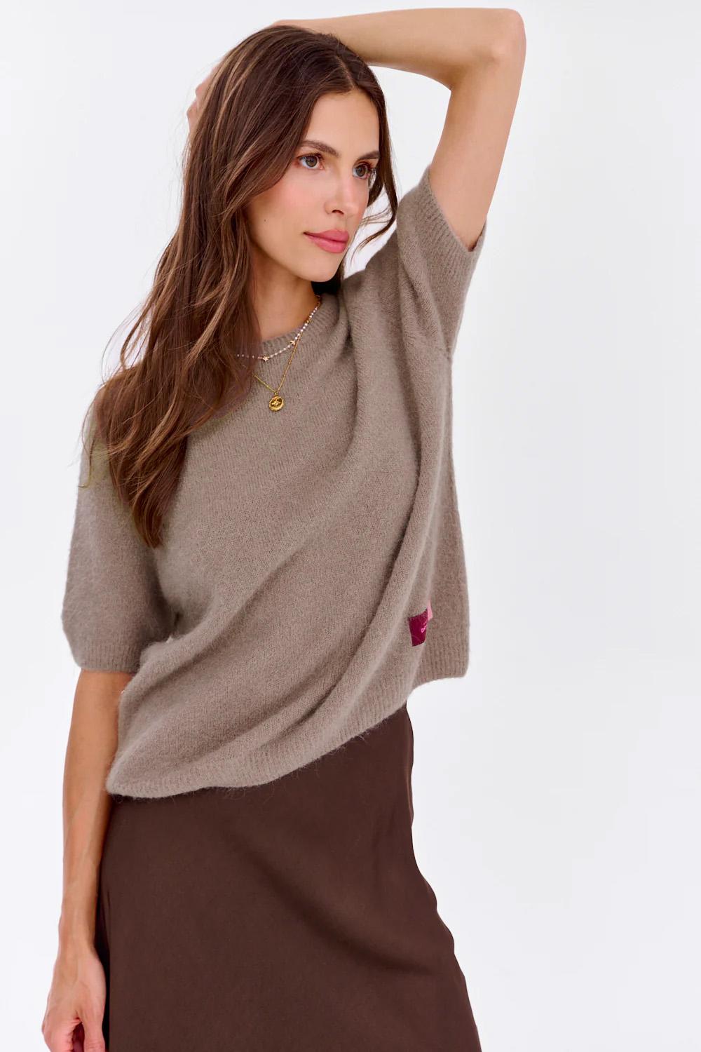 Sweter z krótkim rękawem Soft Cappuccino