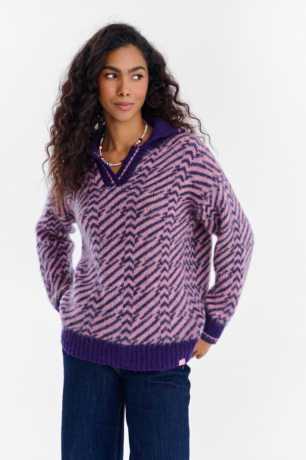 Sweter polo z moherem Touch of Mood