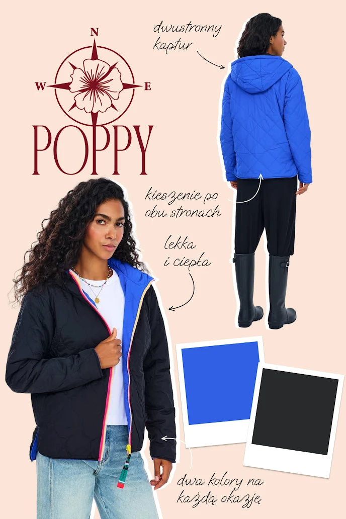 Kurtka dwustronna z kapturem Poppy Mismatched
